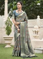 Kanjivaram Silk Green Festival Wear Floral Print Saree